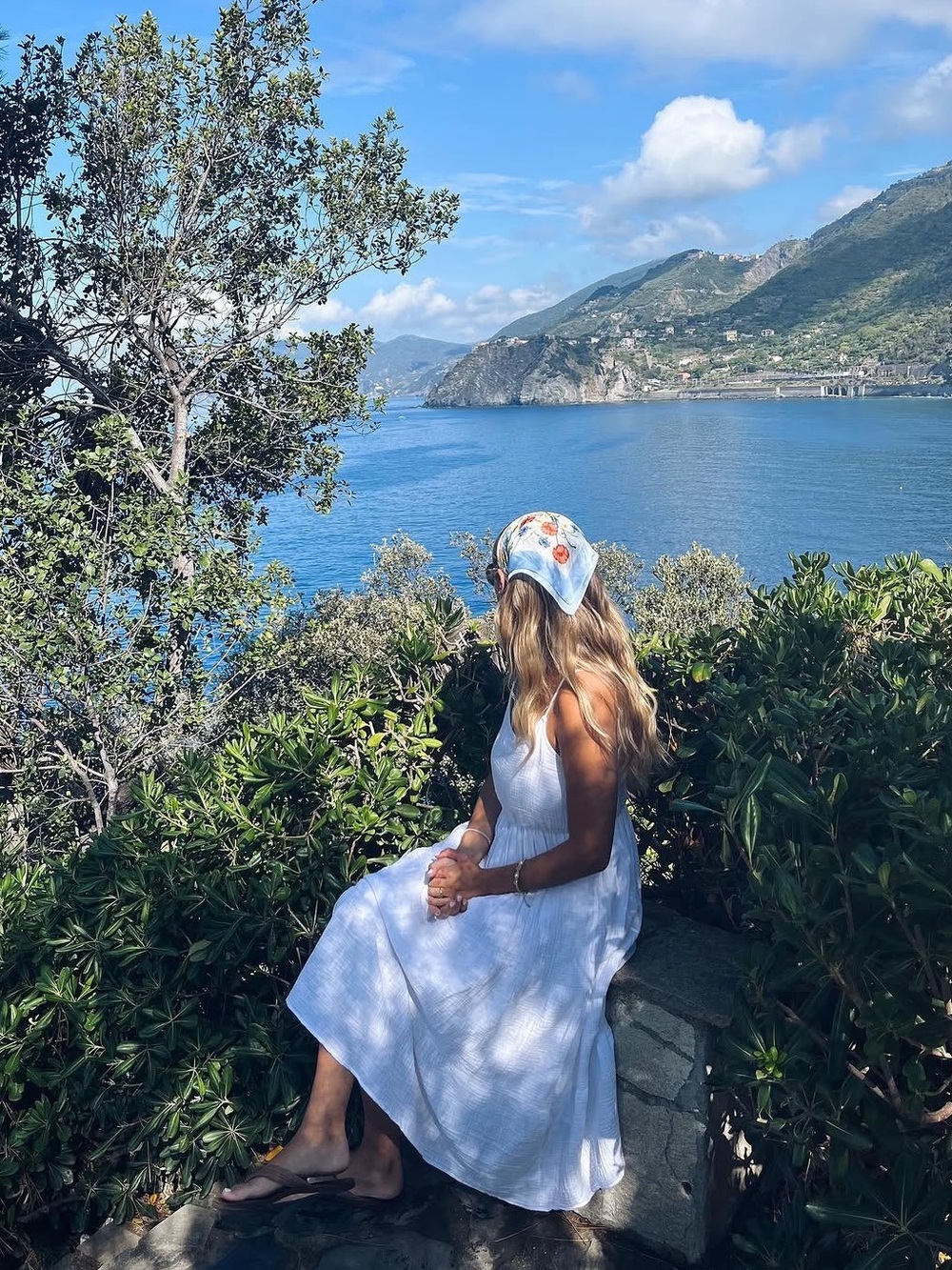 Chelsea & Theodore White Tiered Cotton Maxi Dress